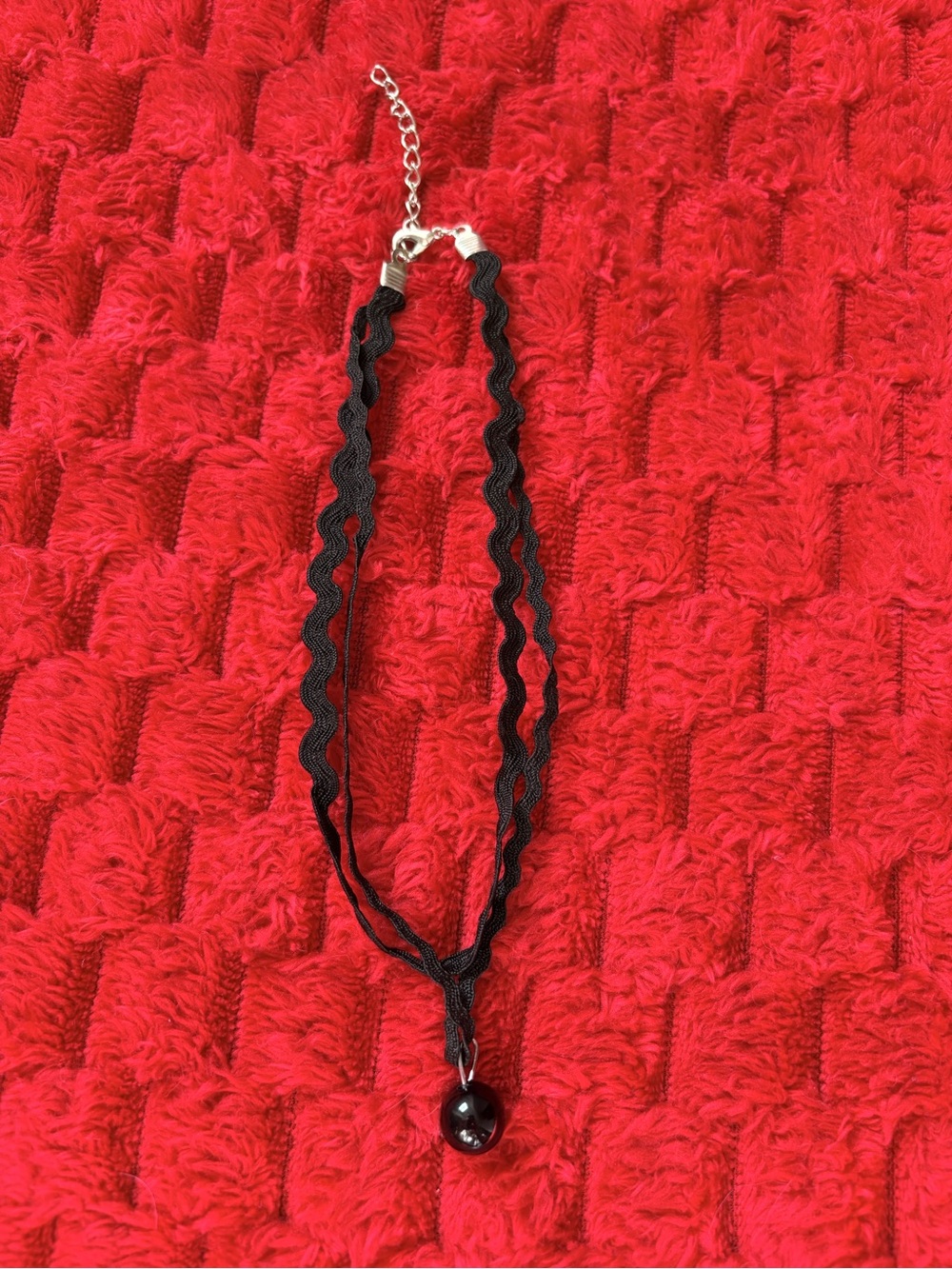 🖤 Black Ribbon Double Layered Pendant Choker Necklace